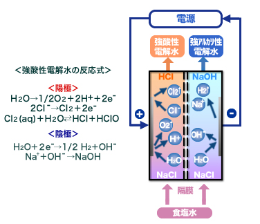 強酸性電解水の反応式